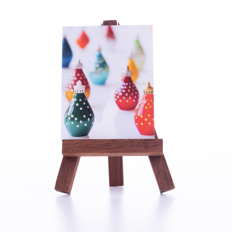 Christmas note and greeting card, Colorful ornaments 6.5 x 8.5 cm / 10 pcs - Bimotif
