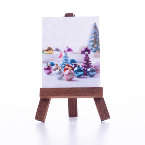 Christmas note and greeting card, Colorful cones and balls 6.5 x 8.5 cm / 10 pcs - Bimotif