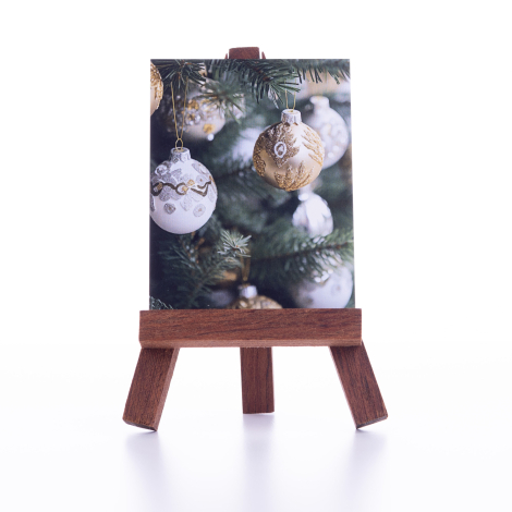 Christmas note and greeting card, ornamental balls 6.5 x 8.5 cm / 50 pcs - Bimotif