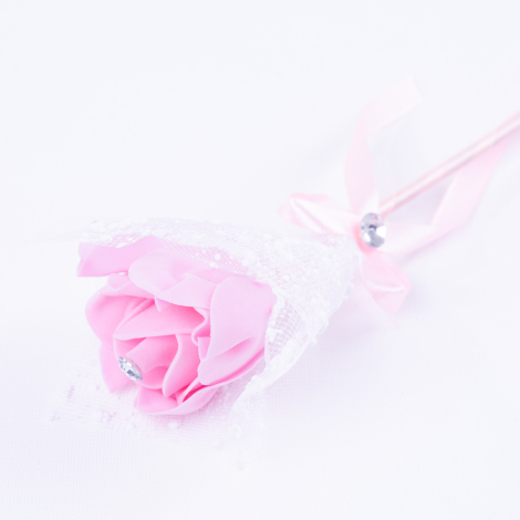 Gift lace detailed artificial rose, pink / 1 piece - Bimotif