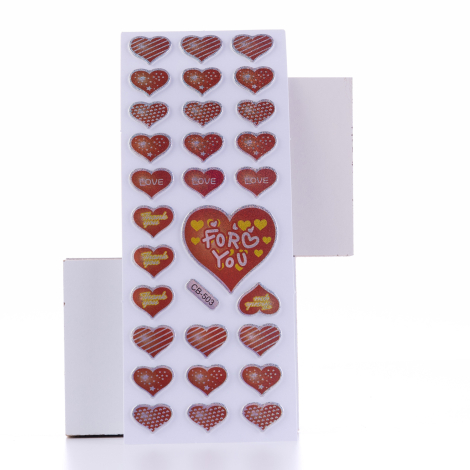 Embossed adhesive sticker, heart shapes / 5 pages - Bimotif
