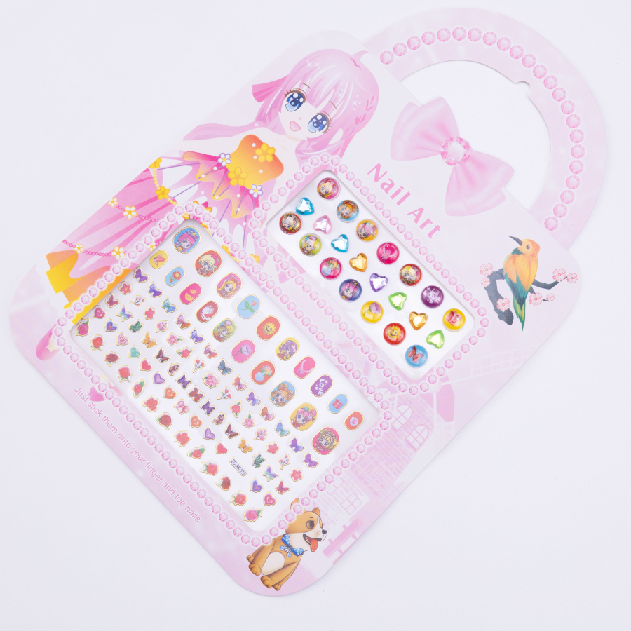 Nail art with Colorful stones, adhesive nail sticker set / 1 piece - 1