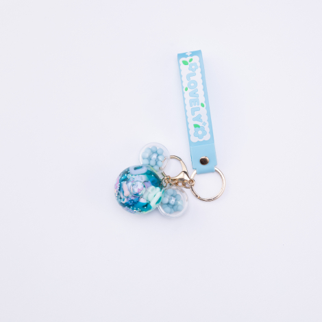 Transparent keyring with ornament filling, Blue Monkey / 1 piece - Bimotif