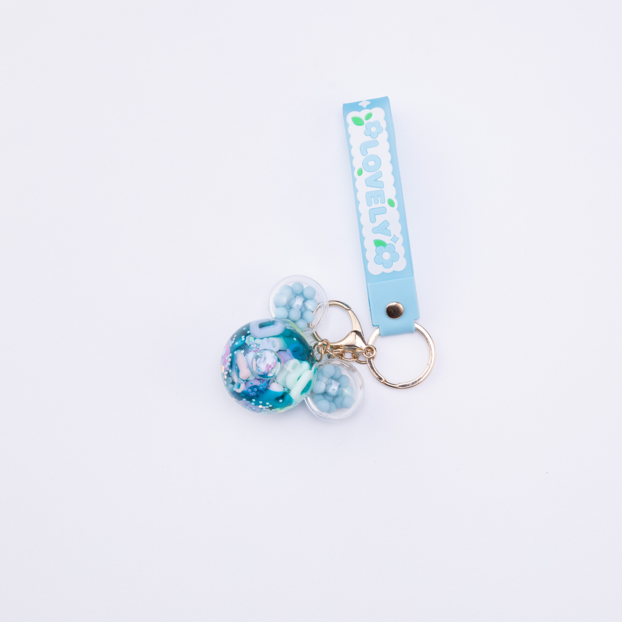 Transparent keyring with ornament filling, Blue Monkey / 1 piece - 1