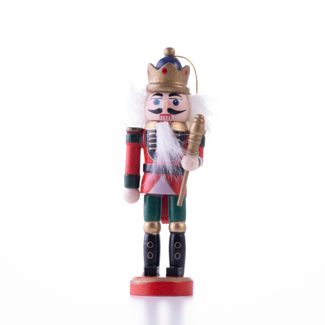 Christmas ornament Nutcracker, 13 cm, Gold Crown / 1 piece - Bimotif