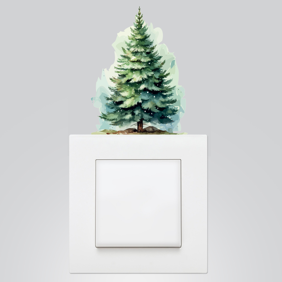 Christmas socket sticker 9x12 cm, Pine tree / 5 pcs - 1