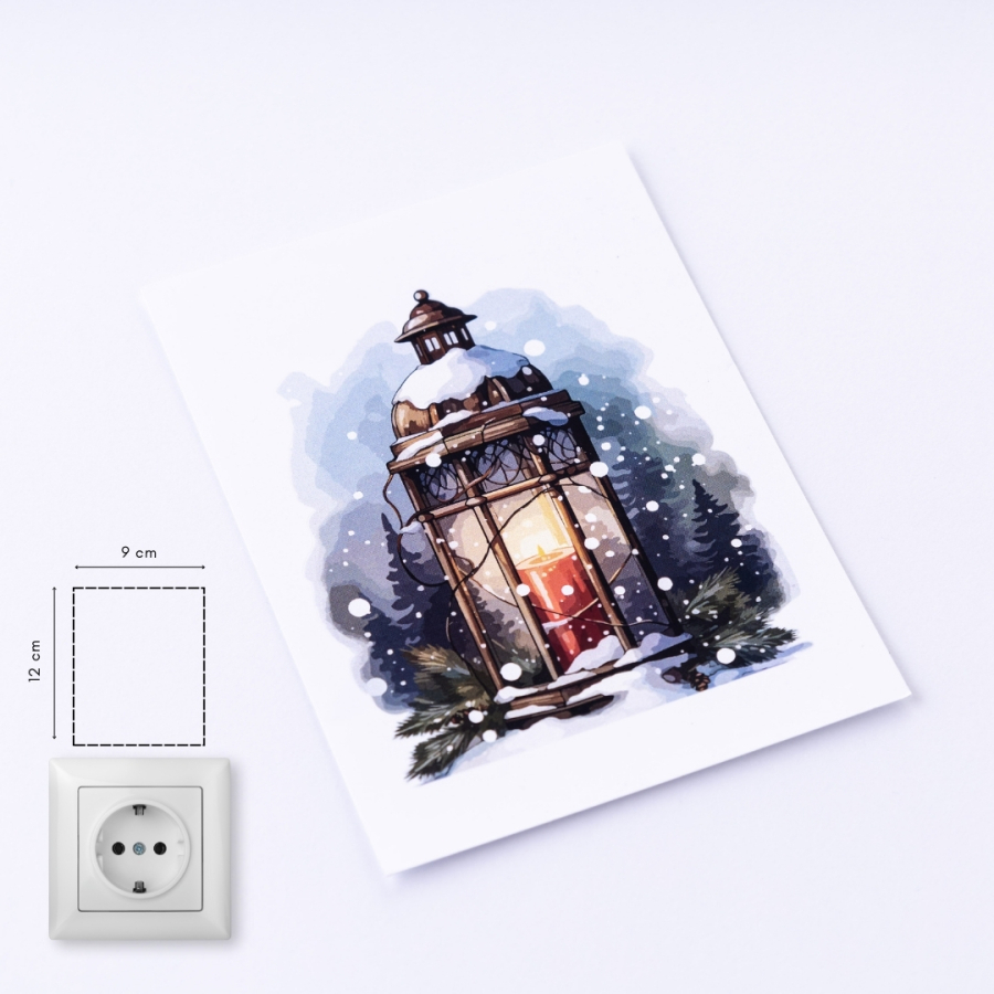 Christmas socket sticker 9x12 cm, Candle Holder Lantern / 5 pcs - 2