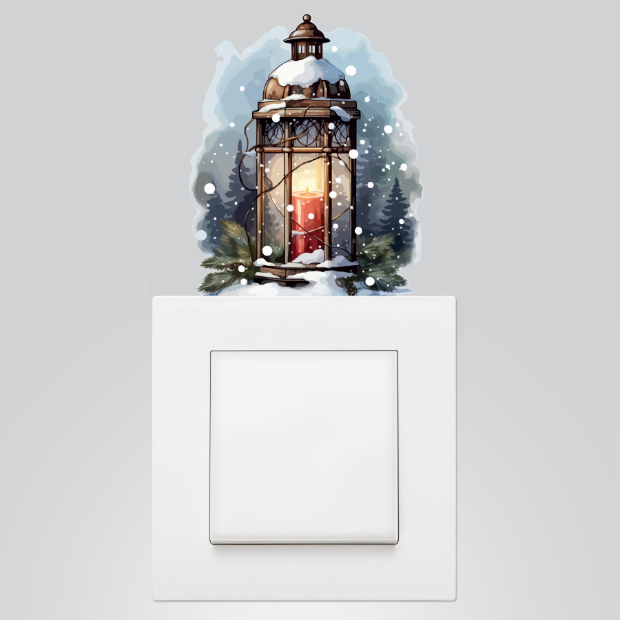 Christmas socket sticker 9x12 cm, Candle Holder Lantern / 5 pcs - 1