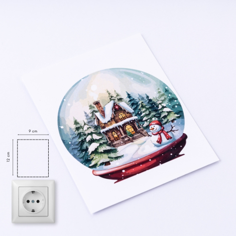 Christmas socket sticker 9x12 cm, Christmas Decorated Fanus / 5 pcs - 2