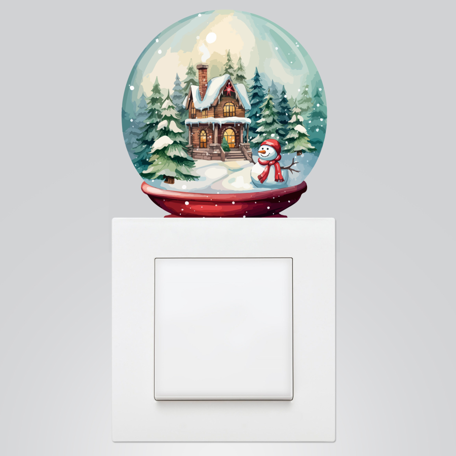 Christmas socket sticker 9x12 cm, Christmas Decorated Fanus / 5 pcs - 1