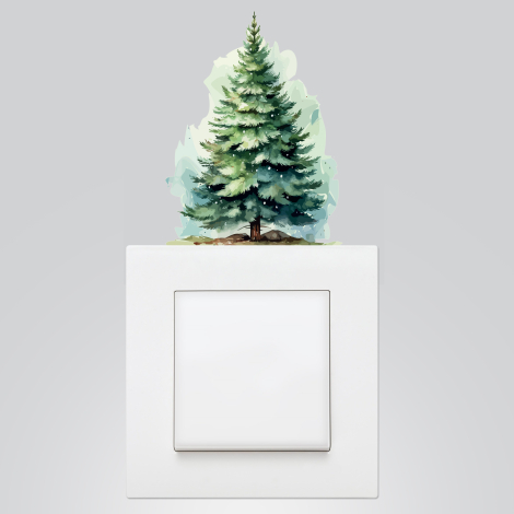 Christmas socket sticker 9x12 cm, Pine tree / 15 pcs - Bimotif