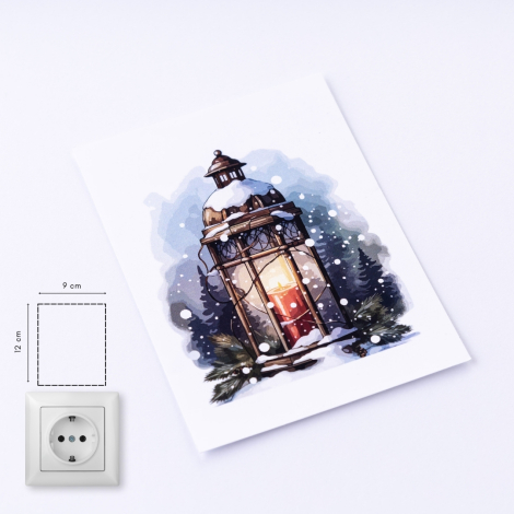Christmas socket sticker 9x12 cm, Candle Holder Lantern / 15 pcs - Bimotif (1)