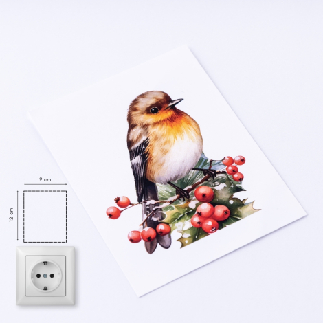 Christmas socket sticker 9x12 cm, Sparrow / 15 pcs - Bimotif (1)