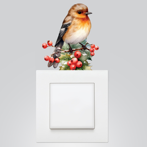 Christmas socket sticker 9x12 cm, Sparrow / 15 pcs - Bimotif