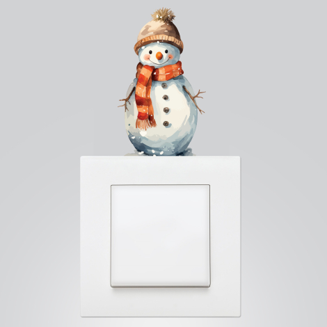 Christmas socket sticker 9x12 cm, Snowman / 15 pcs - Bimotif