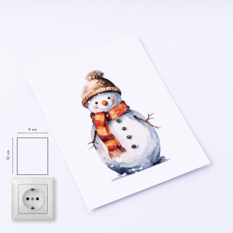 Christmas socket sticker 9x12 cm, Snowman / 15 pcs - Bimotif (1)