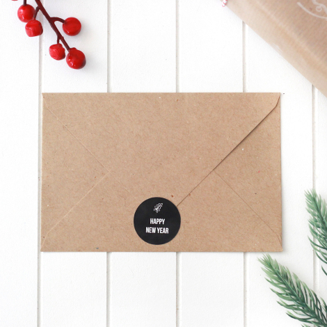 Christmas messages sticker set, 2.75 cm / 4 sheets (Black) - Bimotif (1)