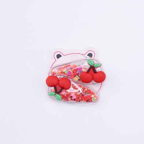 Cherry buckle with star glitter, Pink / 2 pcs - Bimotif