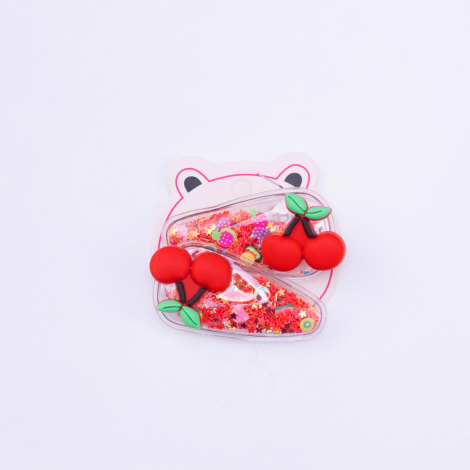Cherry buckle with star glitter, Red / 2 pcs - Bimotif
