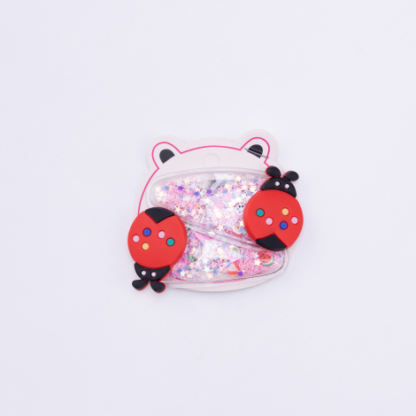 Star glitter ladybug buckle, Lilac / 2 pcs - Bimotif