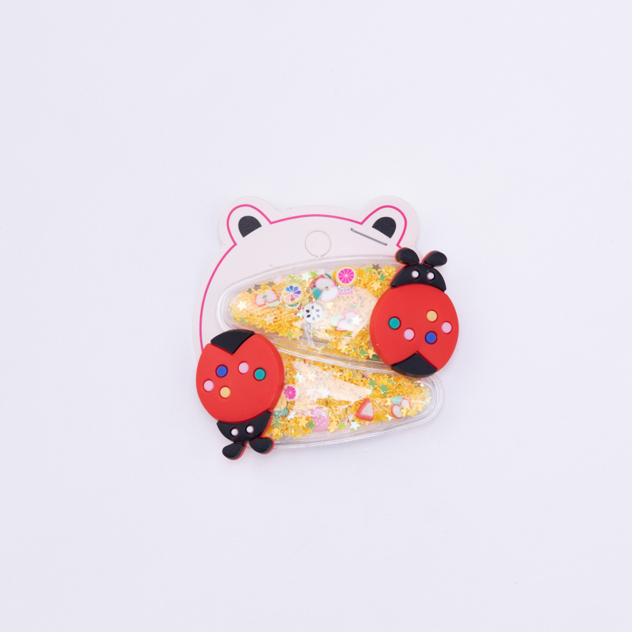Star glitter ladybug buckle, Yellow / 2 pcs - 1
