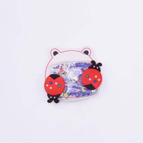 Star glitter ladybug buckle, Purple / 2 pcs - Bimotif