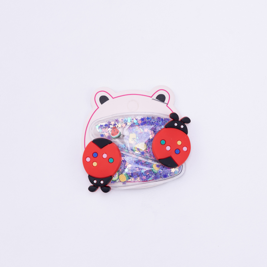 Star glitter ladybug buckle, Purple / 2 pcs - 1