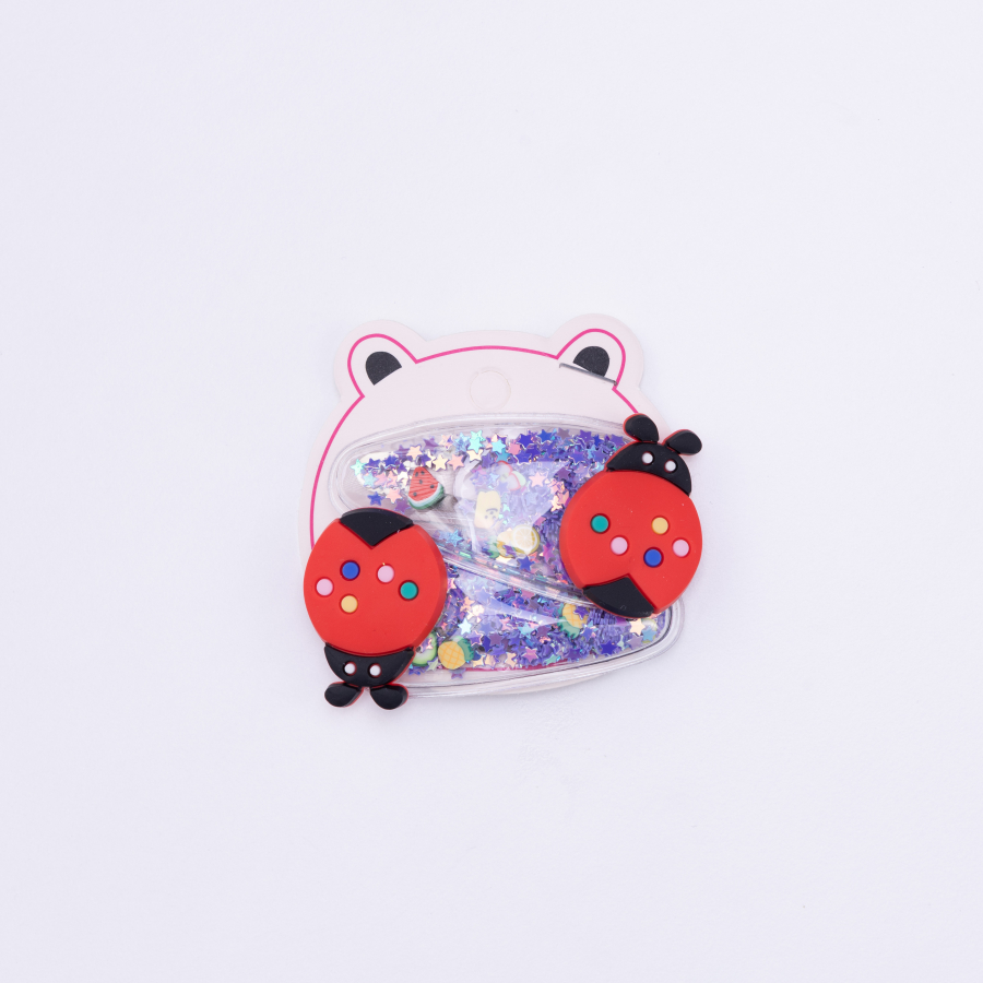 Star glitter ladybug buckle, Blue / 2 pcs - 1