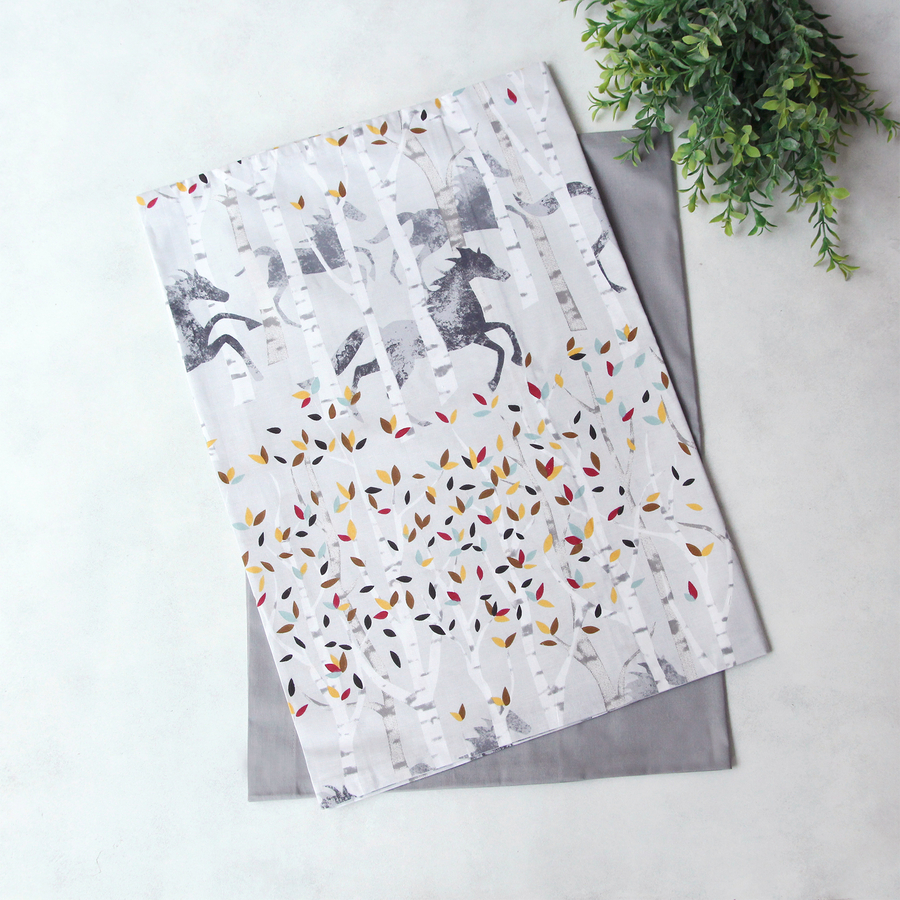 Horse patterned pillowcase set, 50x70 cm / grey / 2 pcs - 2