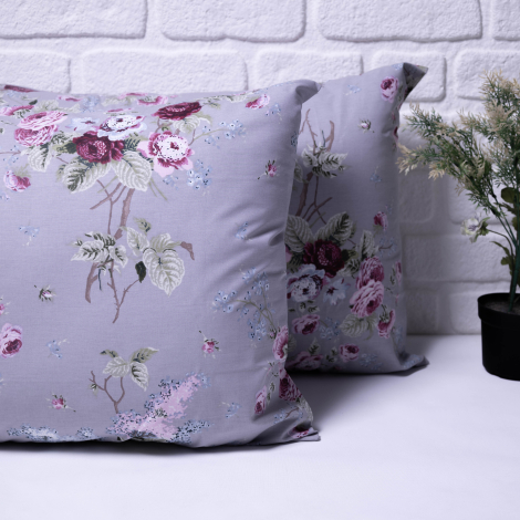 Rose patterned 2 pcs pillowcase, 50x70 cm / grey / 2 pcs - 3