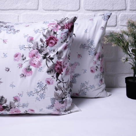 Rose patterned 2 pcs pillowcase, 50x70 cm / off-white / 2 pcs - Bimotif
