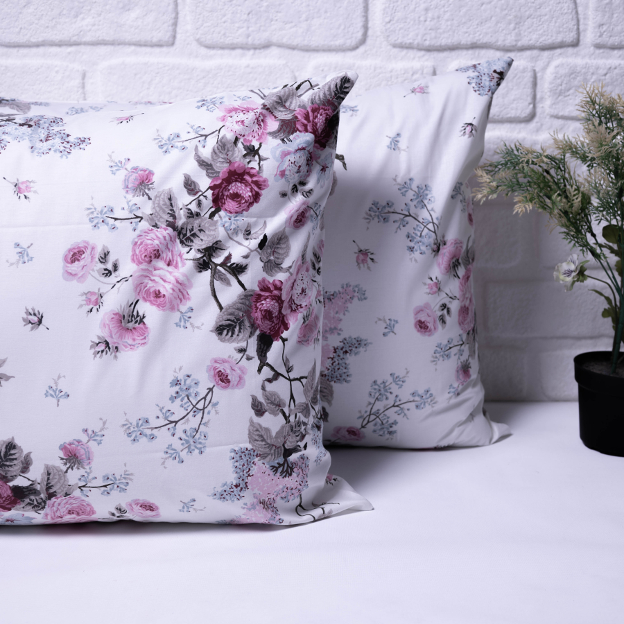 Rose patterned 2 pcs pillowcase, 50x70 cm / off-white / 2 pcs - 1