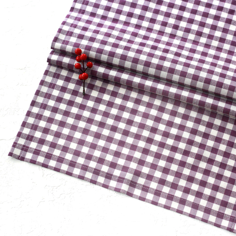 Damson color checkered woven fabric runner / 45x170 cm / 10 pcs - Bimotif