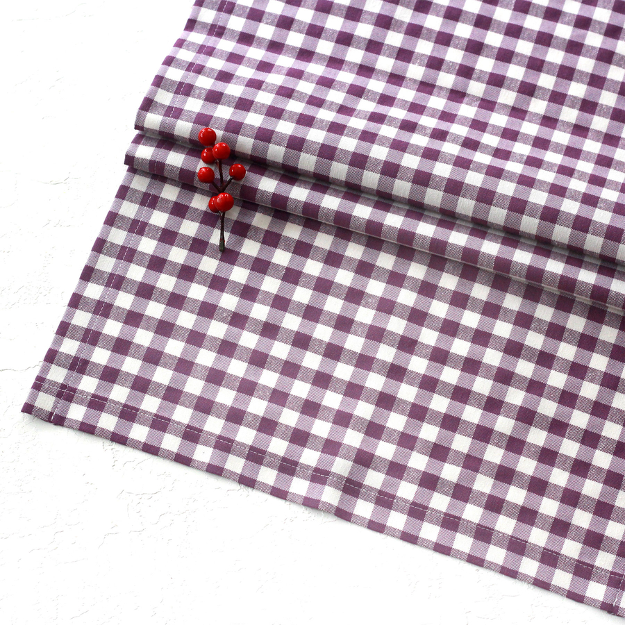 Damson color checkered woven fabric runner / 45x170 cm / 10 pcs - 1