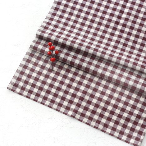 Burgundy checkered woven fabric runner / 45x170 cm / 10 pcs - Bimotif