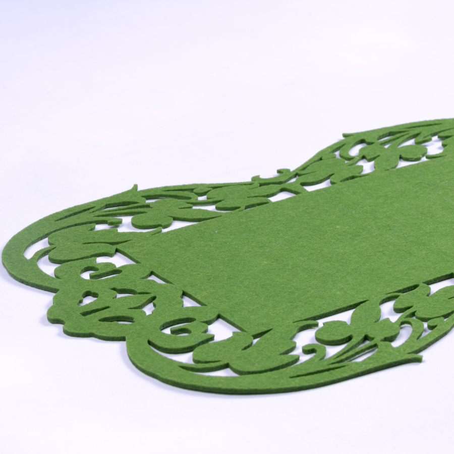 Green felt placemat, flower - 27x44 cm / 2 pcs - 2