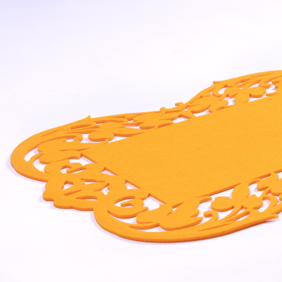 Orange felt placemat, flower - 27x44 cm / 2 pcs - 2