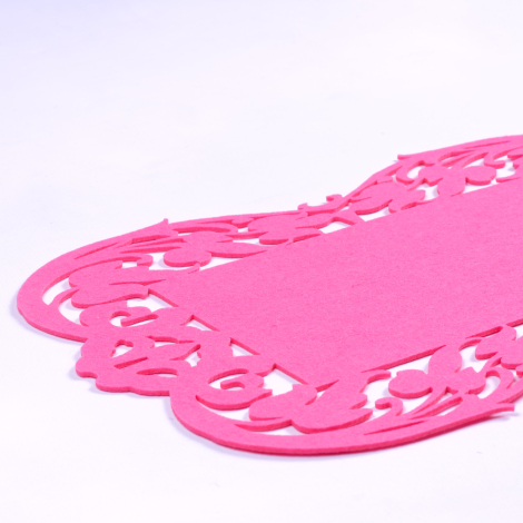 Pink felt placemat, flower - 27x44 cm / 2 pcs - Bimotif