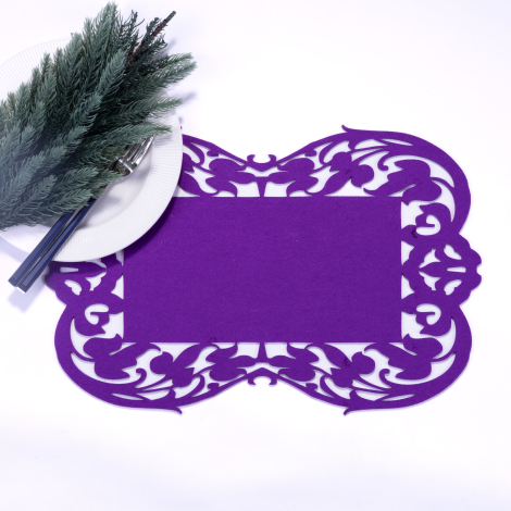 Purple felt placemat, flower - 27x44 cm / 2 pcs - Bimotif