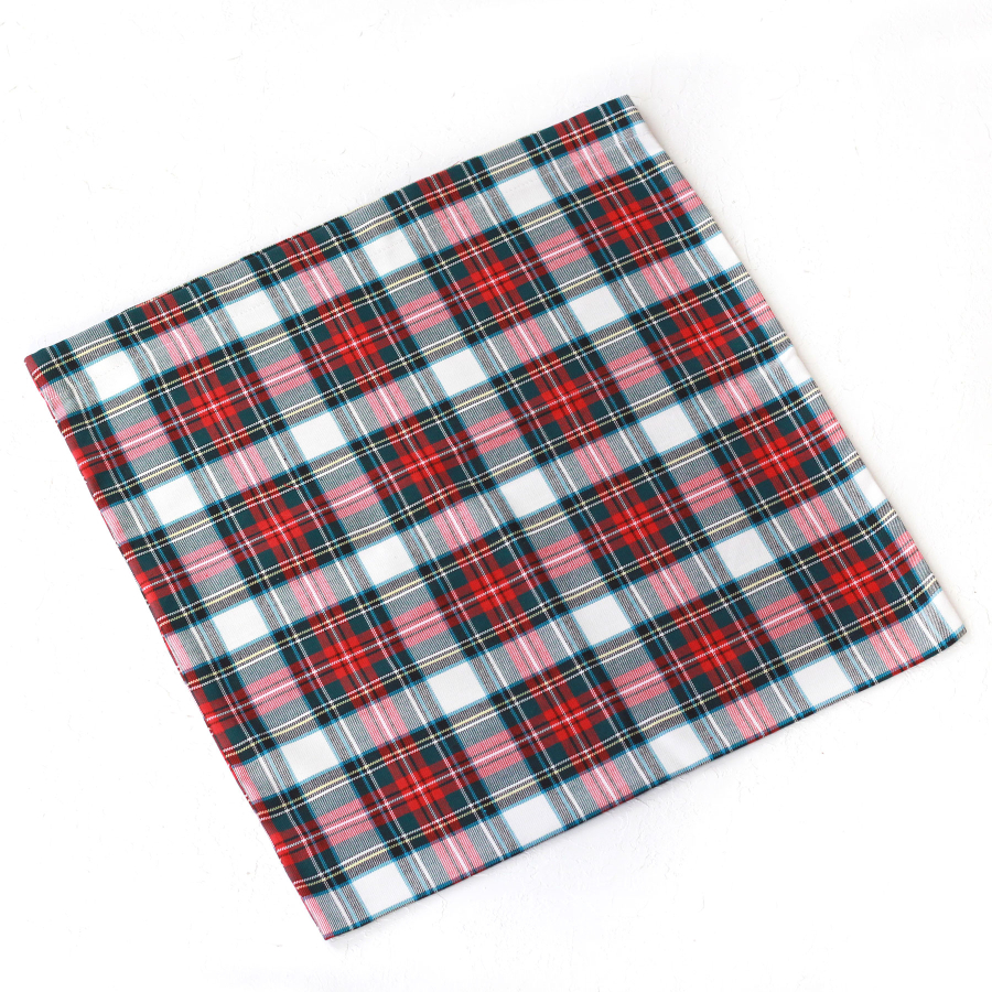 White tartan woven fabric chair cover, 47x47 cm / 6 pcs - 2