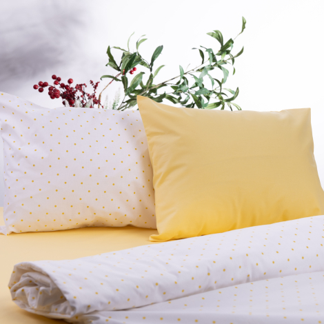 100% cotton baby duvet cover set, 100x150 cm / Yellow polka dots - Bimotif