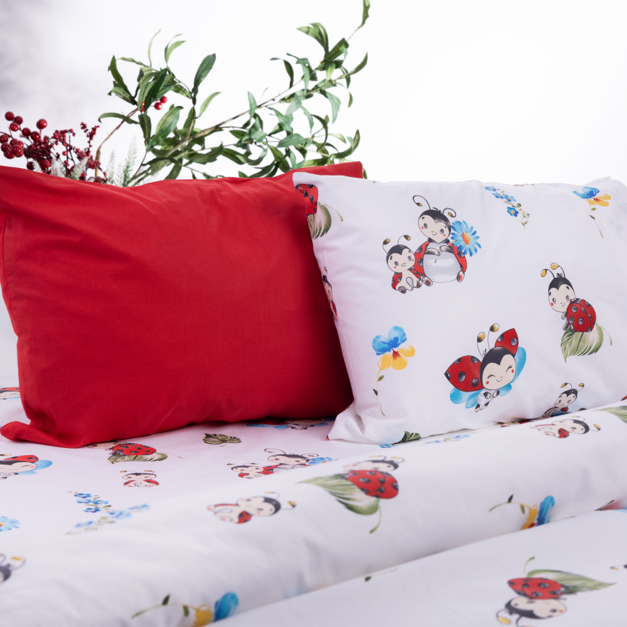 100% cotton baby duvet cover set, 100x150 cm / Ladybug - 1