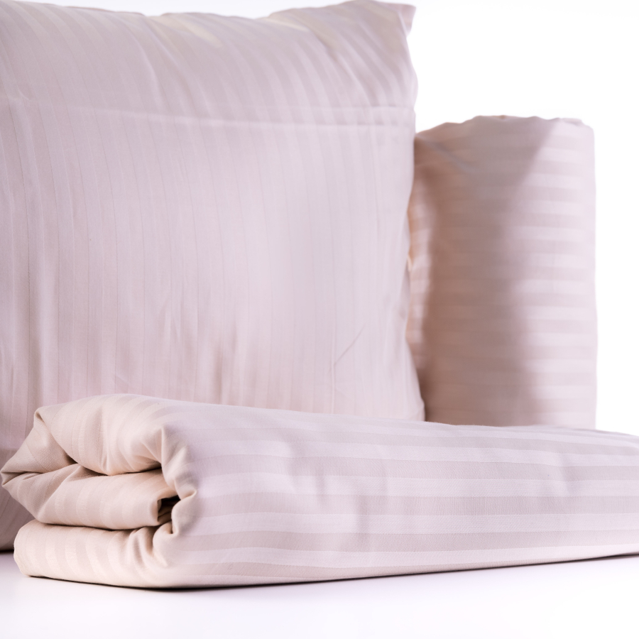 Double cotton sateen, cream, self-striped duvet cover, 220x240 cm - 1