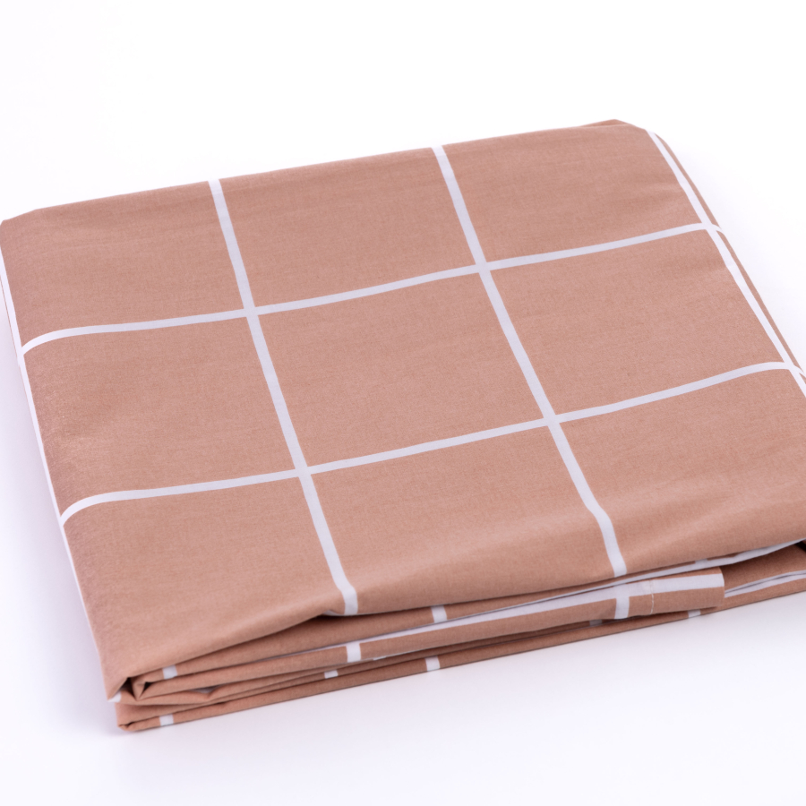 Cotton fabric 3 piece duvet cover set, 160x220 cm (1 pillowcase, 1 duvet cover, 1 sheet) / Brown - 4