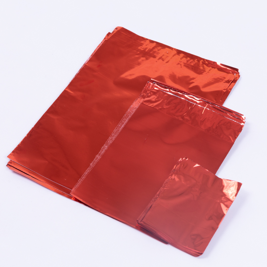 Metalized bag 100 pcs, red / 35x50 cm - 1