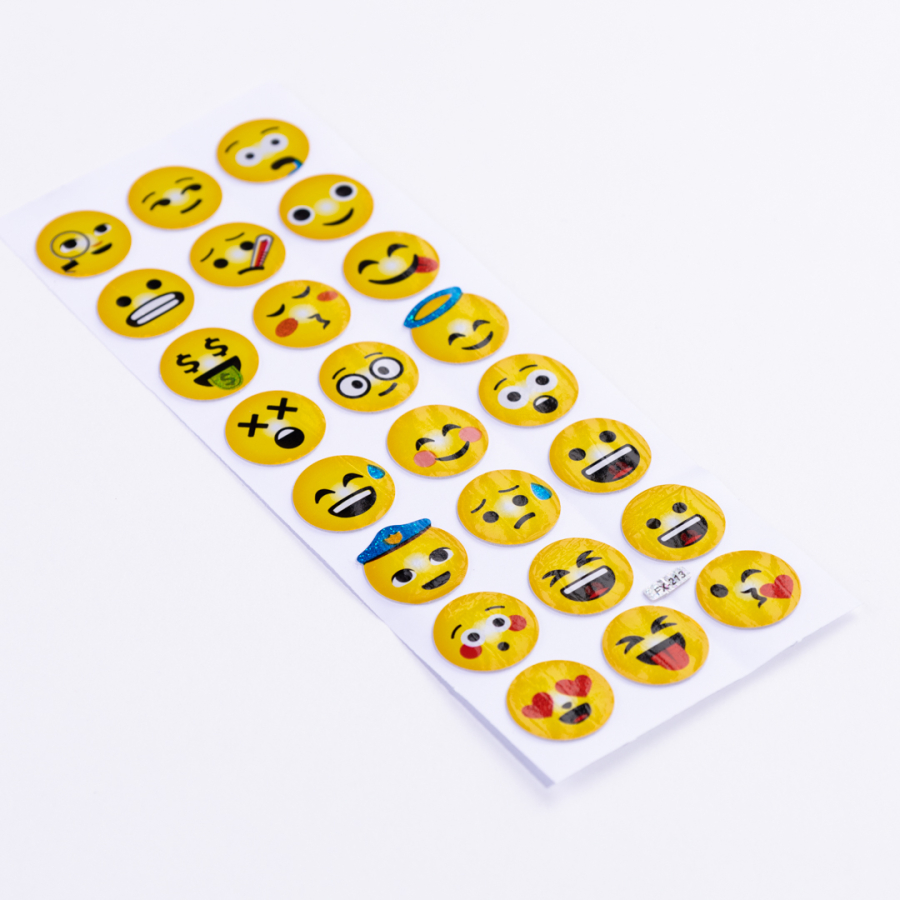 Embossed adhesive sticker, smiley face emojis / 5 sheets - 1