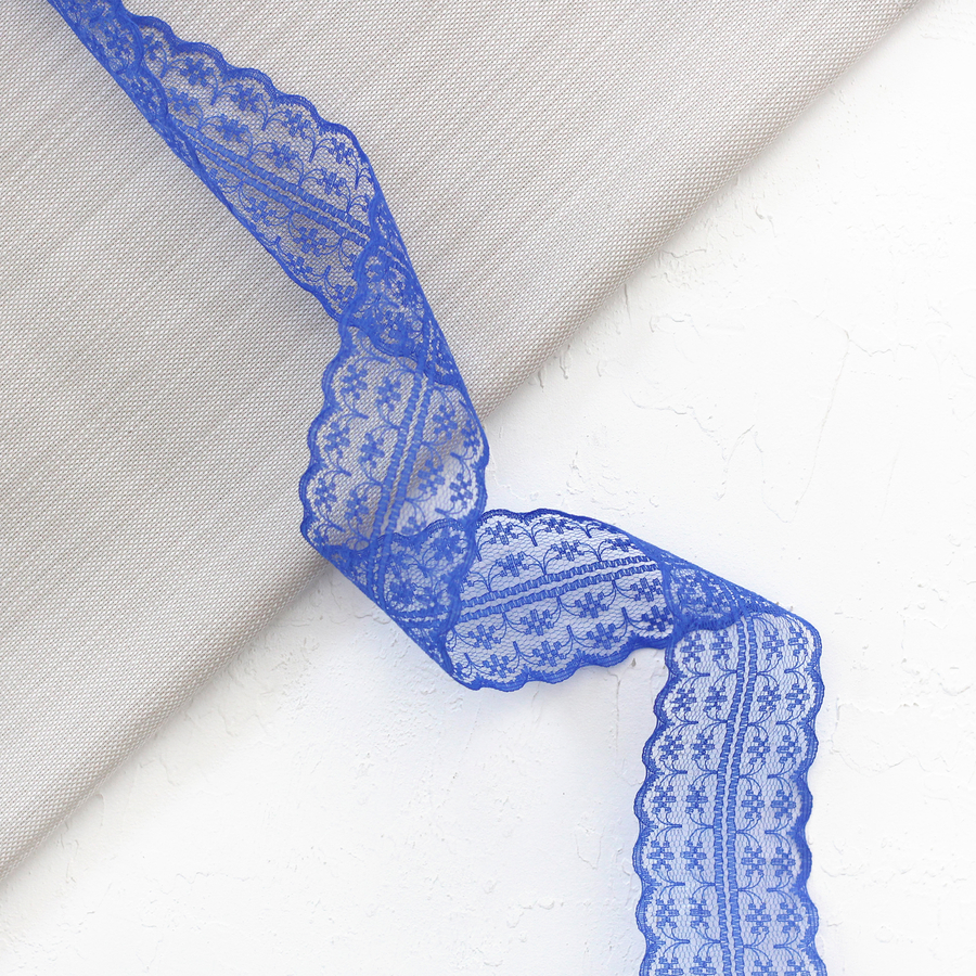 Lace trimming / 1 meter, 4.5 cm wide / Night Blue - 1