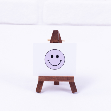 Note and greeting card with emojis, smile purple, 6.5 x 8.5 cm / 50 pieces - Bimotif
