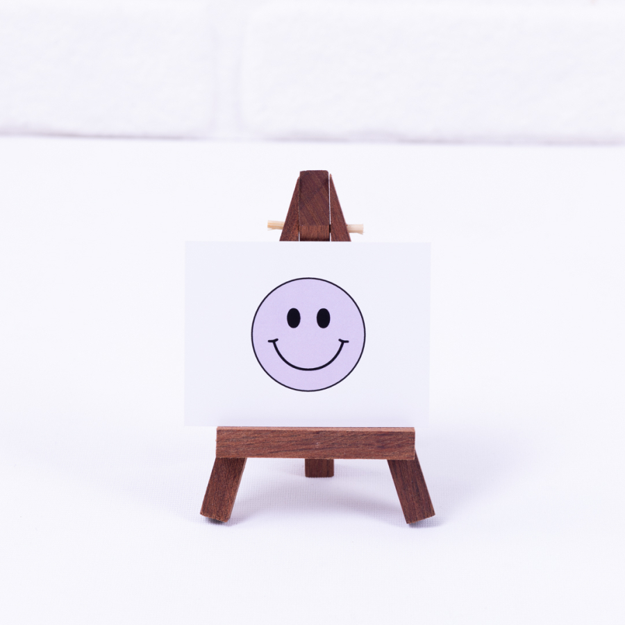 Note and greeting card with emojis, smile purple, 6.5 x 8.5 cm / 50 pieces - 1