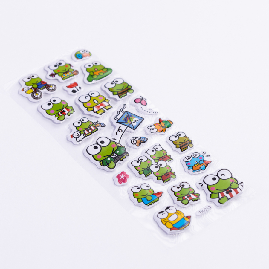 Embossed adhesive sticker, cute little characters / 10 pages - 1
